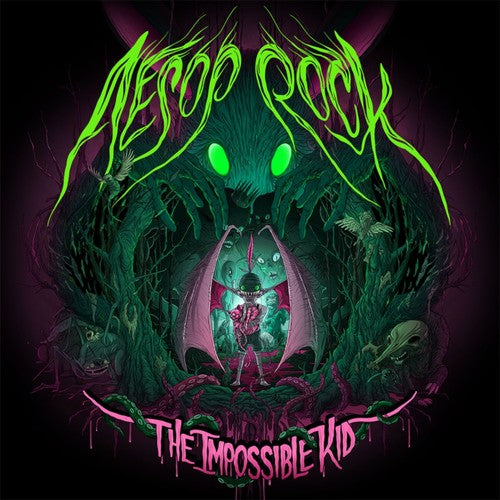 the album cover for Aesop Rock - The Impossible Kid [2xLP Green & Pink Neon Vinyl]