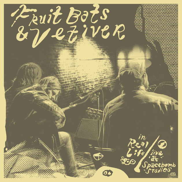 the album cover for Fruit Bats & Vetiver - In Real Life (Live At Spacebomb Studios) (Custard Yellow Vinyl)