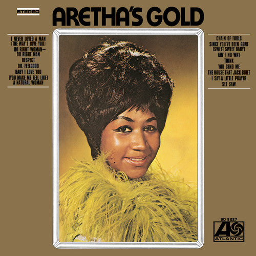 the album cover for Aretha Franklin - Aretha&#39;s Gold [SYEOR Exclusive 2019 Gold LP]
