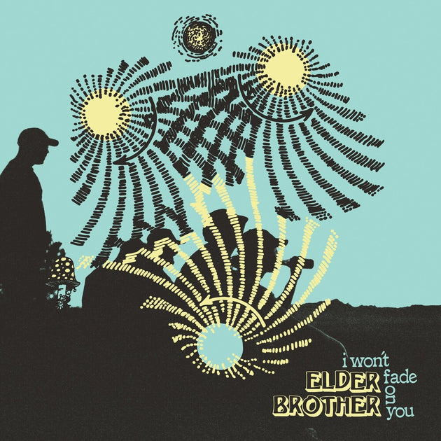 the album cover for Elder Brother - I Won't Fade On You [Indie Exclusive Limited Edition Electric Blue & Easter Yellow Pinwheel LP]
