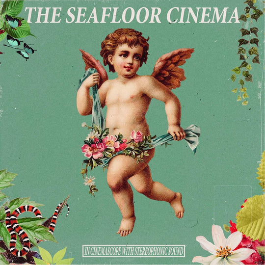 the album cover for The Seafloor Cinema - In Cinemascope With Stereophonic Sound [Indie Exclusive Limited Edition Bone in Clear with Doublemint Splatter LP]