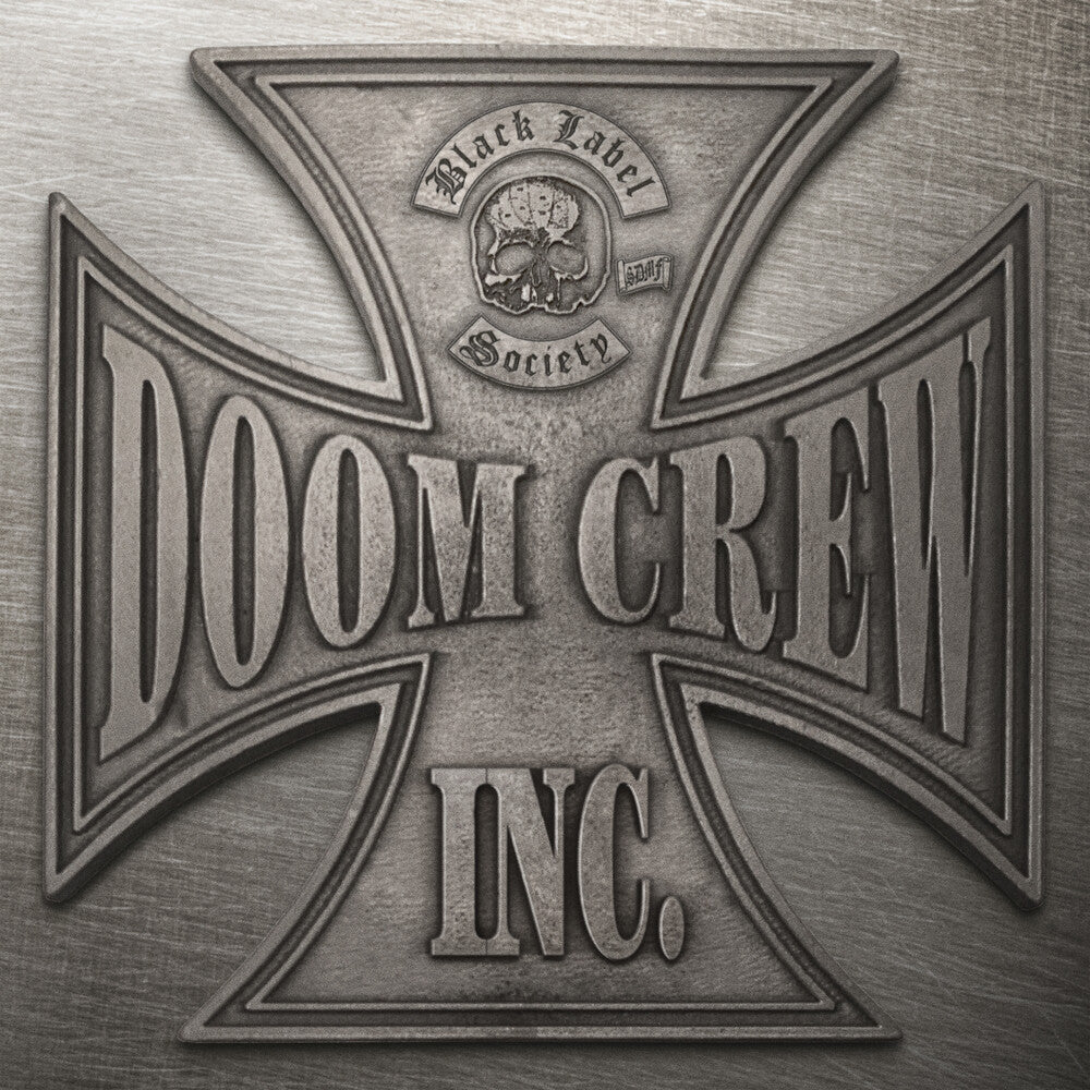 the album cover for Black Label Society - Doom Crew Inc. [Indie Exclusive Limited Edition Clear & Black Ice W/Grey 2LP]