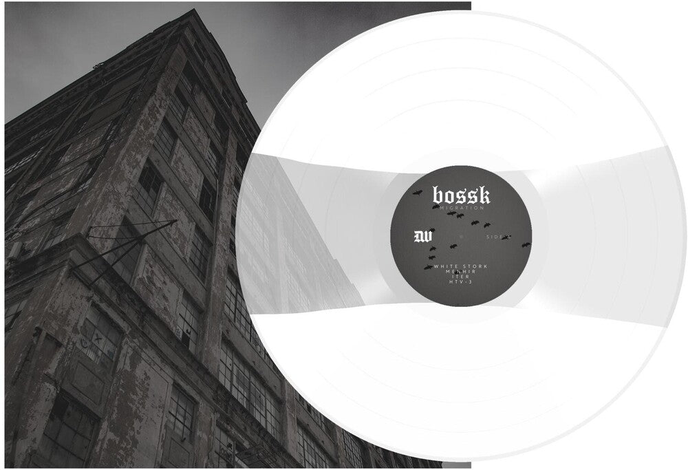 the album cover for Bossk - Migration [Indie Exclusive Limited Edition White w/Clear Stripe LP]