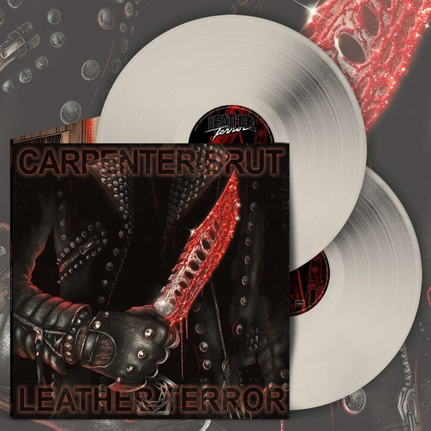 the album cover for Carpenter Brut - Leather Terror [Indie Exclusive Limited Edition White 2 LP]