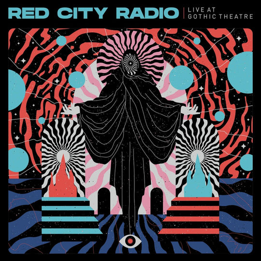 the album cover for Red City Radio - Live At Gothic Theater [Indie Exclusive Limited Edition Electric Blue with Black & Hot Pink Twist LP]