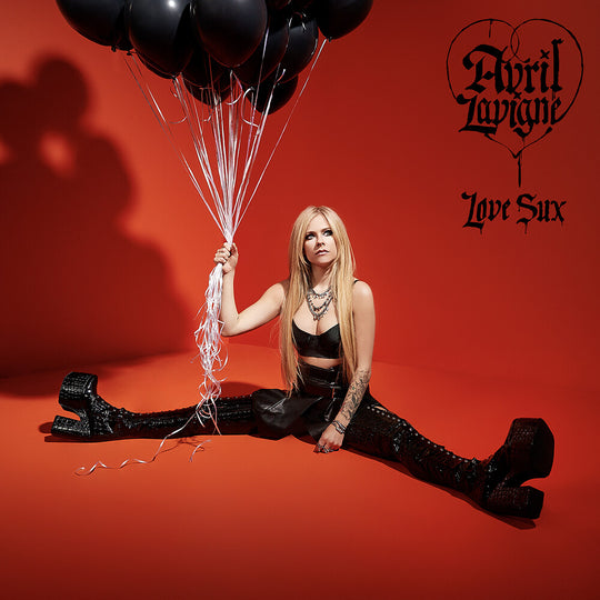 the album cover for Avril Lavigne - Love Sux [Indie Exclusive Limited Edition Translucent Red LP]