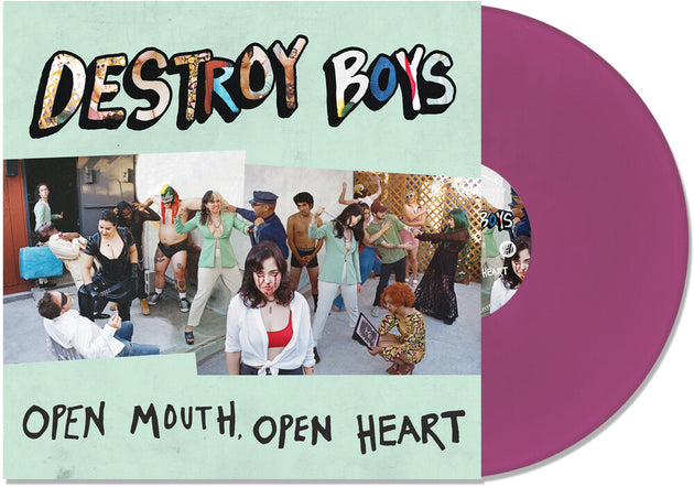the album cover for Destroy Boys - Open Mouth Open Heart - Purple [Colored Vinyl] (Purp)