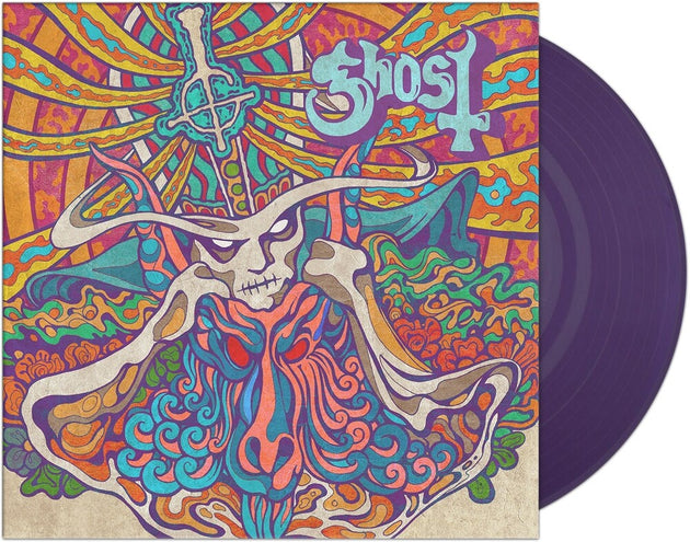 the album cover for Ghost - Seven Inches of Satanic Panic [Purple Vinyl Single]