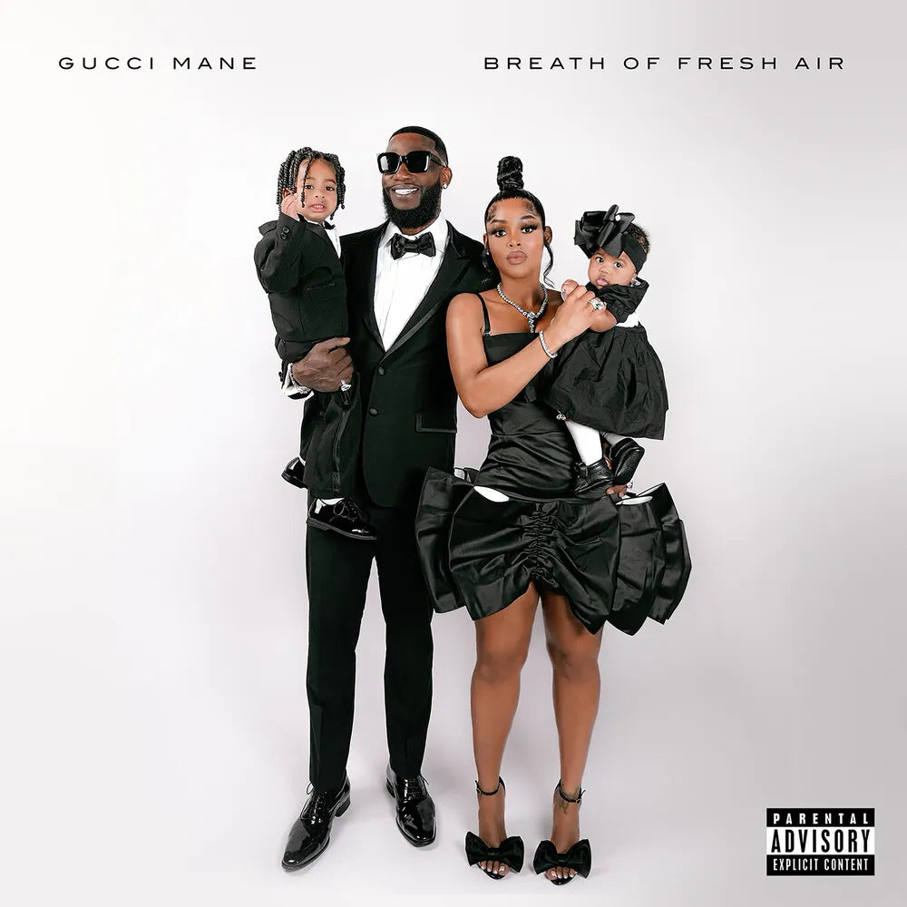 the album cover for Gucci Mane - Breath Of Fresh Air [Indie Exclusive Limited Edition Autographed Clear LP]