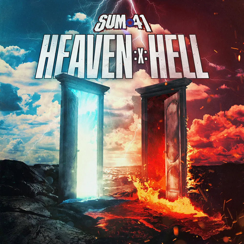 the album cover for Sum 41 - Heaven :x: Hell [Indie Exclusive Limited Edition Quad w/Blue Splatter 2LP]