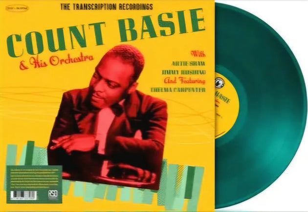 the album cover for Count Basie & His Orchestra - The Transcription Recordings [RSD Essential Indie Colorway Translucent Mint Green LP]