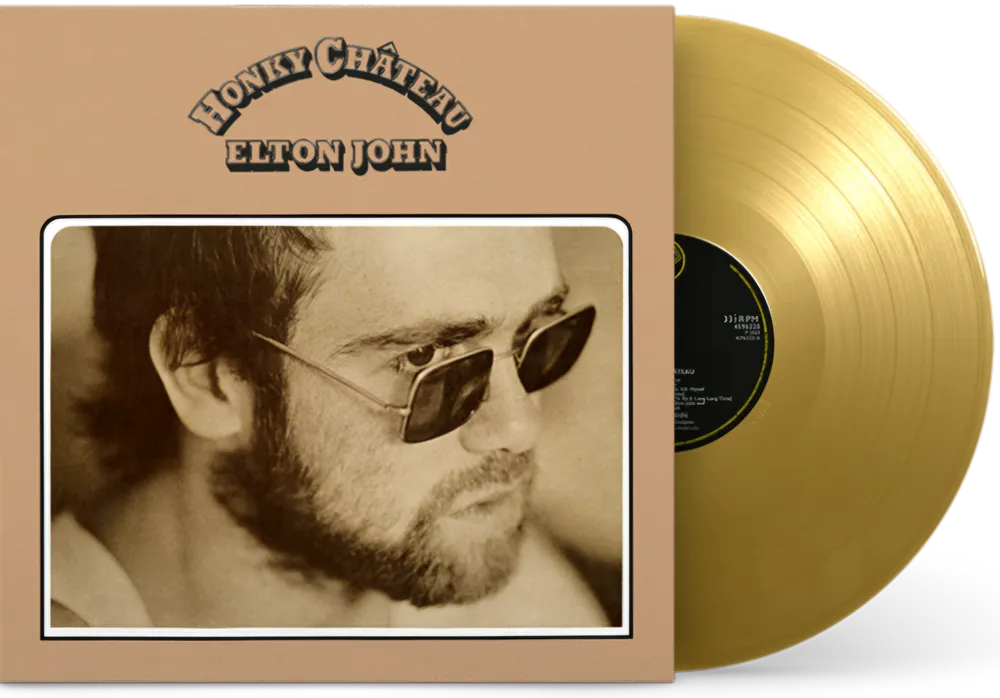 the album cover for Elton John - Honky Chateau (50th Anniversary) [Indie Exclusive Limited Edition Gold LP]
