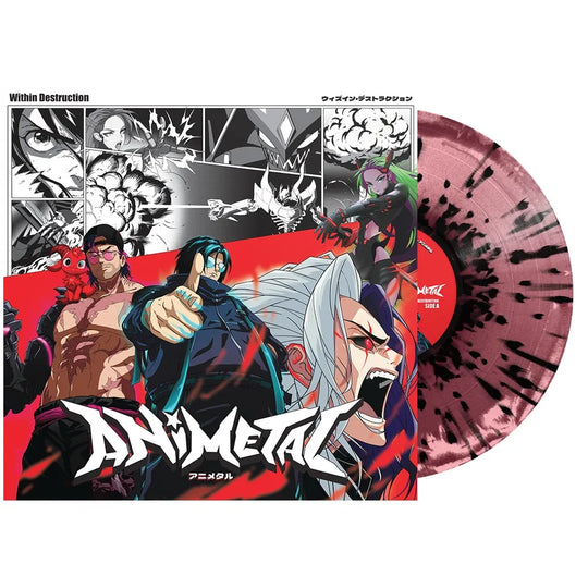 the album cover for Within Destruction - Animetal  [Indie Exclusive Limited Edition Burgundy/Pink/Black Splatter LP]