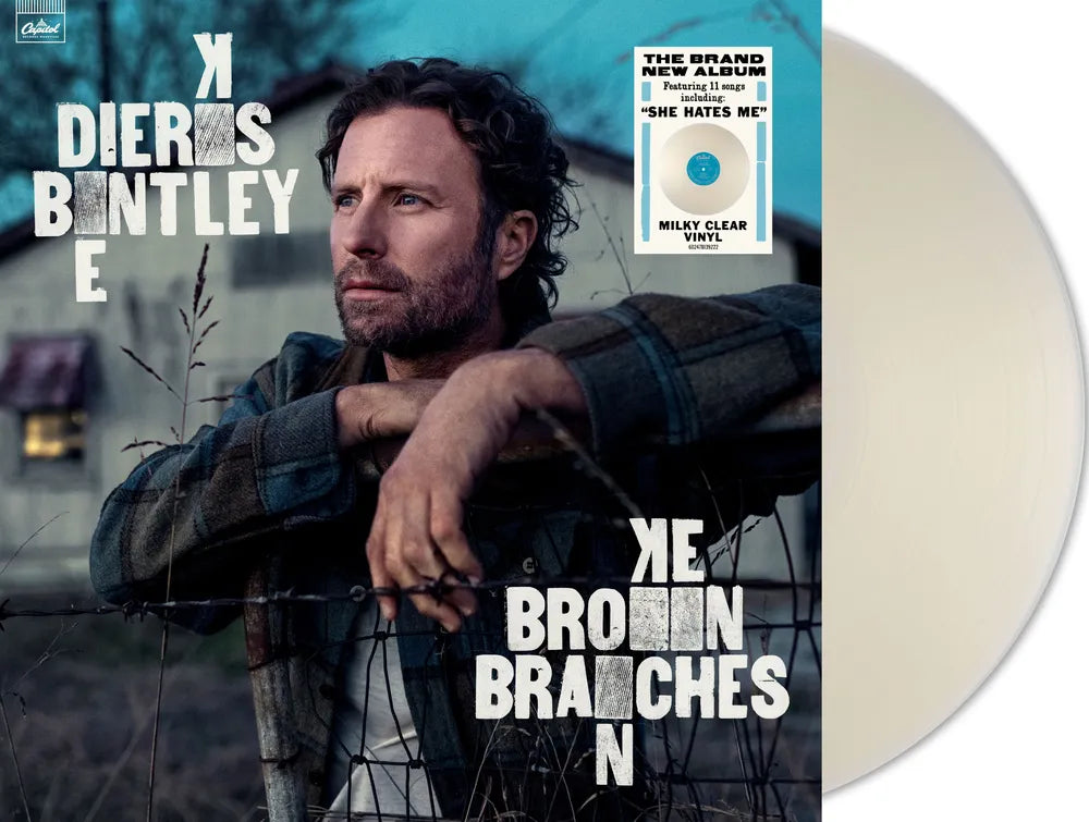 the album cover for Dierks Bentley - Broken Branches [Indie Exclusive Transparent Milky Clear Vinyl]