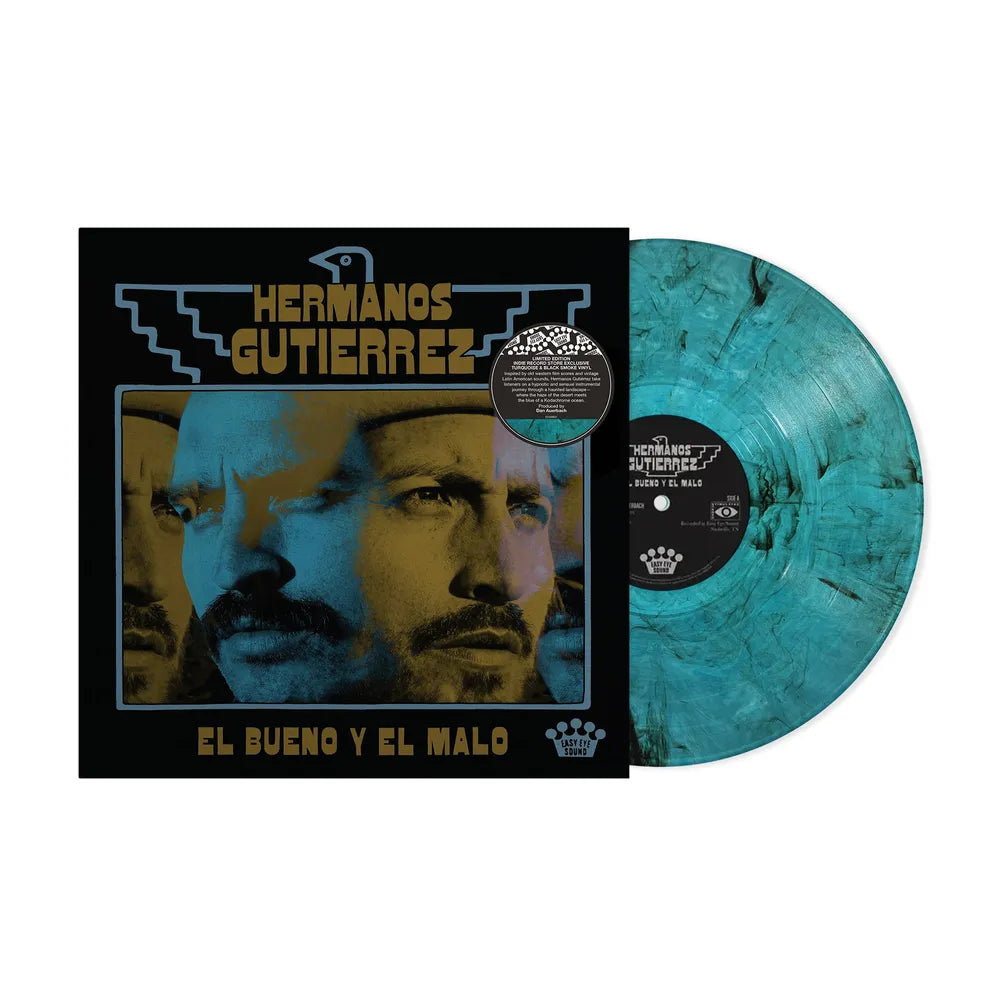 the album cover for Hermanos Gutierrez - El Bueno Y El Malo [Indie Exclusive Turquoise/Black Smoke LP]