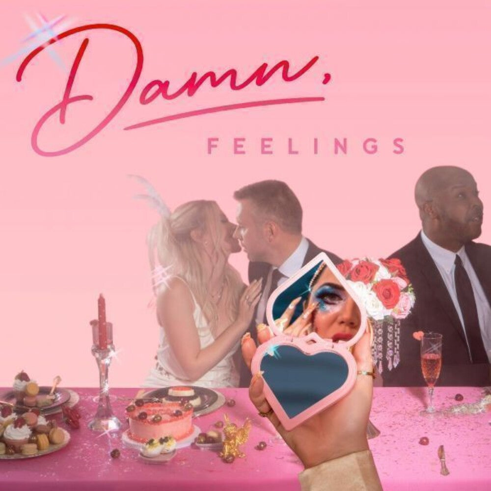 the album cover for Chayla Hope - Damn, Feelings [Indie Exclusive Limited Edition Translucent Pink with Red & White Splatter LP]