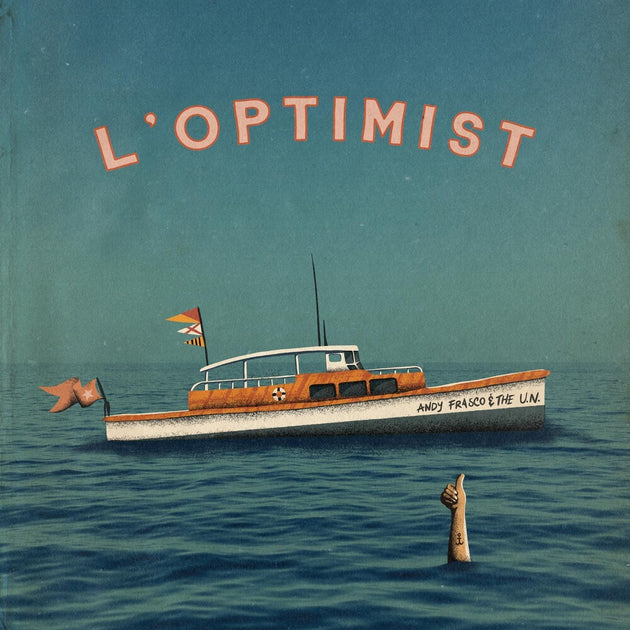 the album cover for Andy Frasco & The U.N. - L'Optimist [Indie Exclusive Limited Edition Coke Bottle Clear LP]