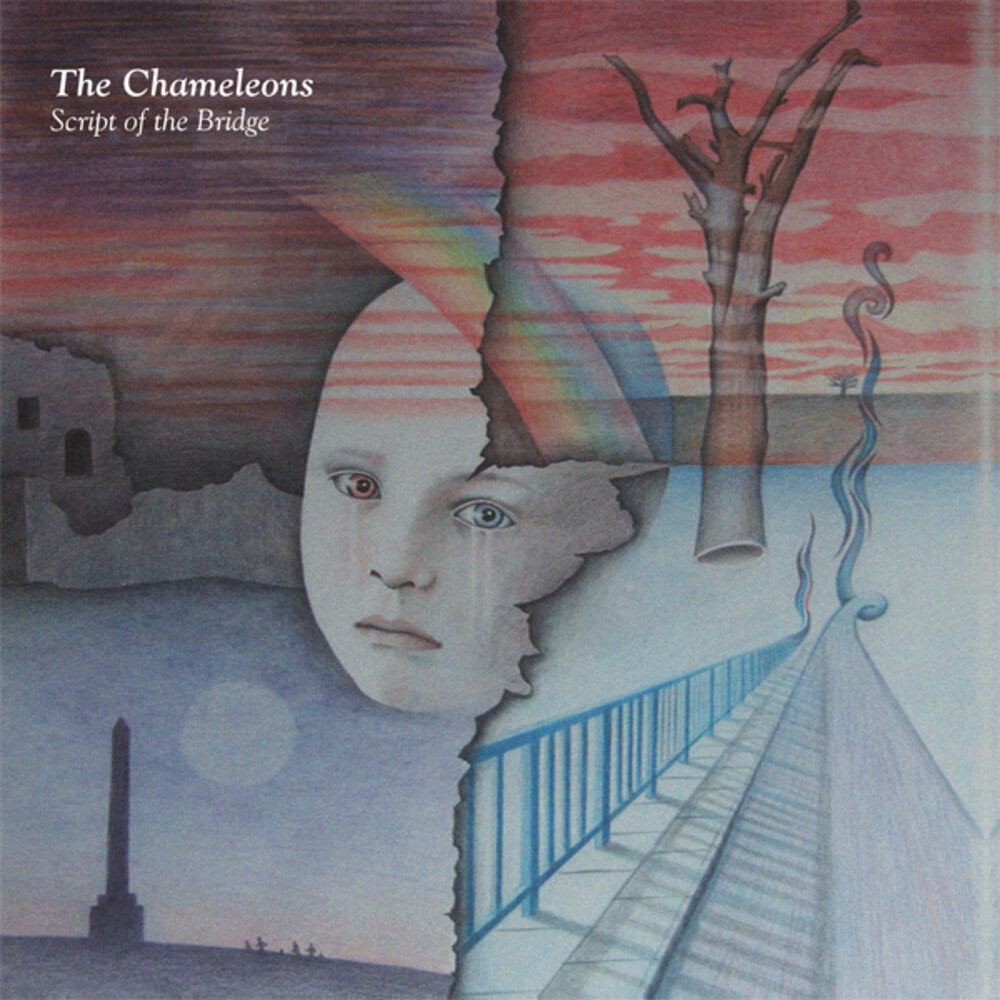 the album cover for Chameleons - Script Of The Bridge 40th Anniversary Edition - 180gm Transparent Orange & Blue Vinyl