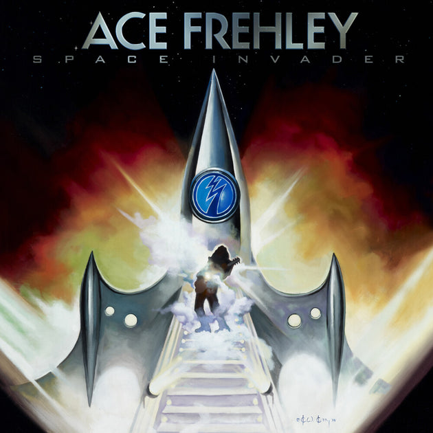 the album cover for Ace Frehley - Space Invader [Indie Exclusive] Clear & Tangerine [Colored Vinyl] (Org)