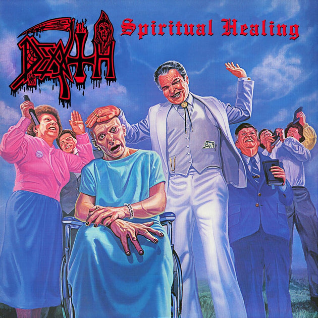 the album cover for Death - Spiritual Healin (Blk) (Blue) [Colored Vinyl] (Red) [Reissue]