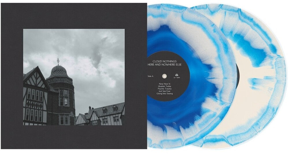 the album cover for Cloud Nothings - Here and Nowhere Else (10th Anniversary) -  [Indie Exclusive Royal Blue &amp; White Aside/Bside LP]