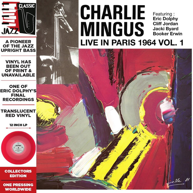 the album cover for Charlie Mingus - Live In Paris 1964 Vol. 1 [Colored Vinyl] [Deluxe] [Limited Edition] (Red)