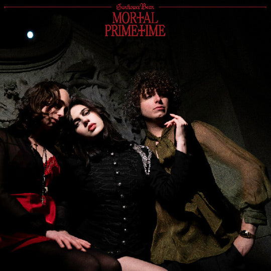the album cover for Sunflower Bean - Mortal Primetime [Indie Exclusive Transparent Red vinyl and Bonus 12inch]