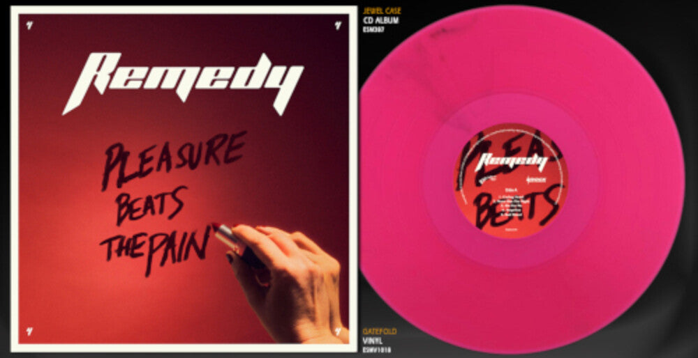 the album cover for Remedy - Pleasure Beats The Pain - Magenta Clear [Colored Vinyl]