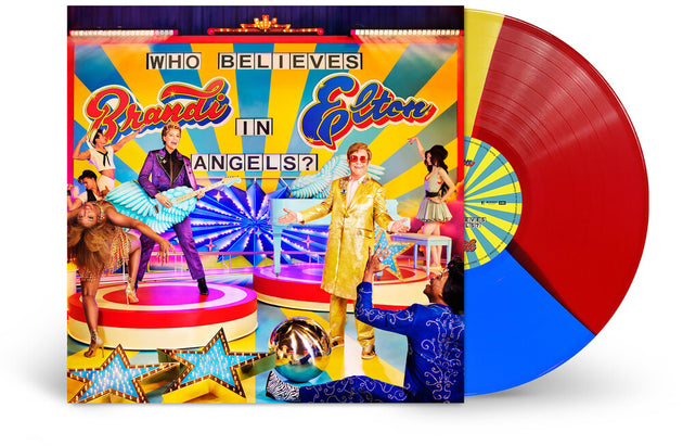 the album cover for Elton John &amp; Brandi Carlile - Who Believes in Angels? [Tri-Color Vinyl]