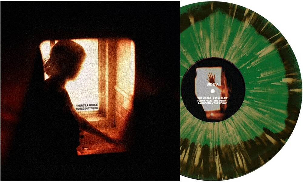 the album cover for Arm's Length - There's A Whole World Out There [LP Evergreen/Black Aside/Bside w/ Gold Splatter]