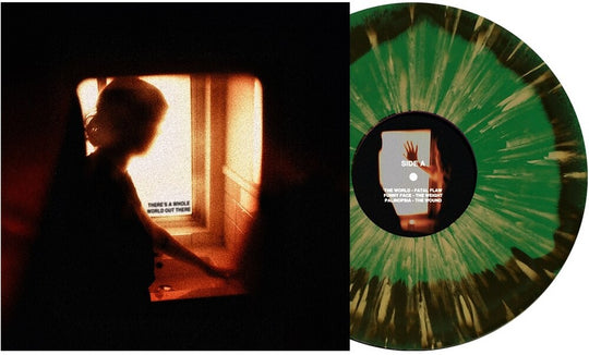 the album cover for Arm's Length - There's A Whole World Out There [LP Evergreen/Black Aside/Bside w/ Gold Splatter]