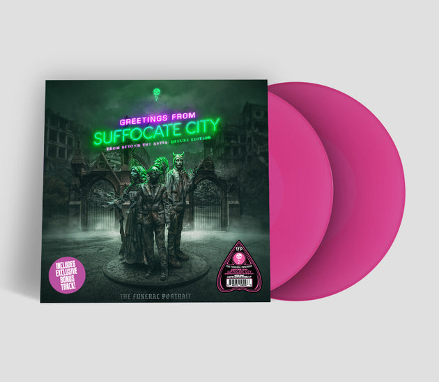 the album cover for Funeral Portrait - Greetings From Suffocate City - Green [Colored Vinyl] [Deluxe]