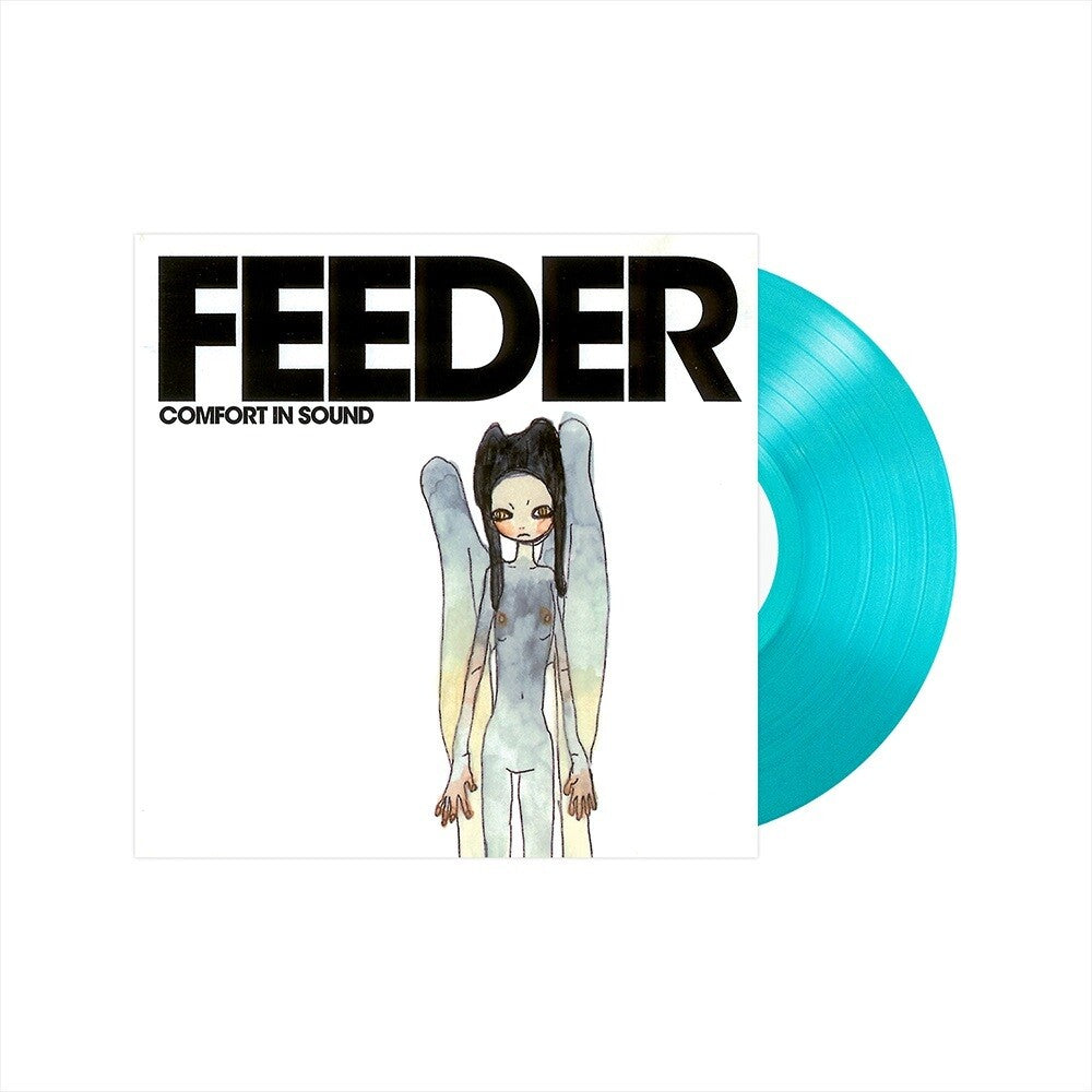 the album cover for Feeder - Comfort In Sound (2025 Remaster) -  [Transparent Blue Curacao LP]