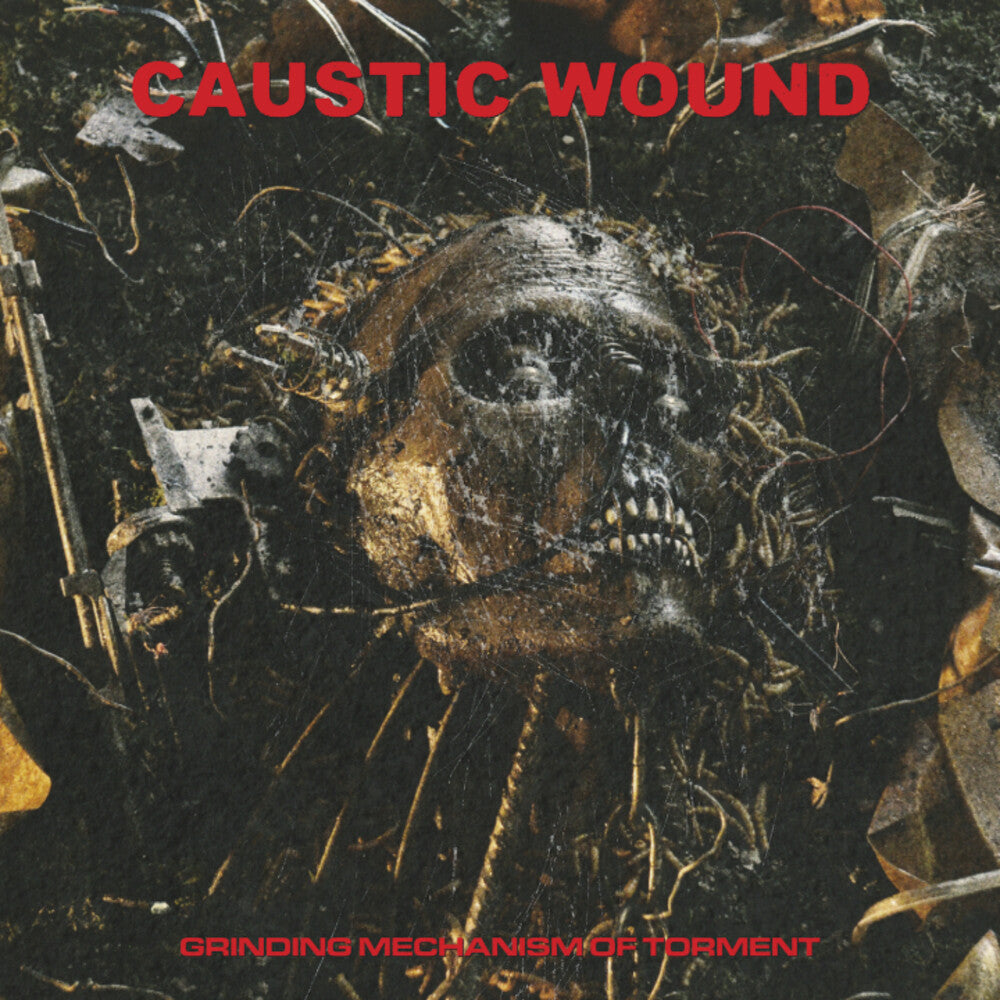 the album cover for Caustic Wound - Grinding Mechanism Of Torment