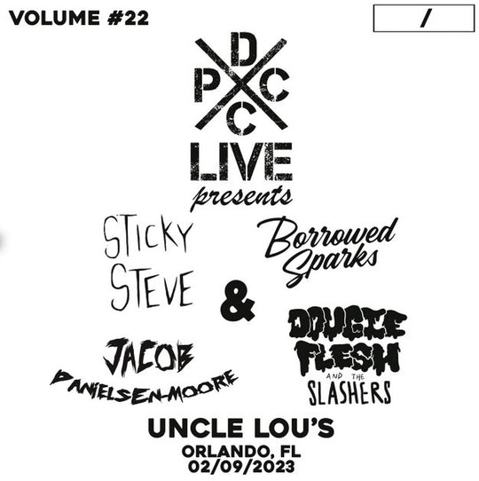 the album cover for Sticky Steve / Borrowed Sparks / Danielsen-Moore - Dcxpc Live Vol22