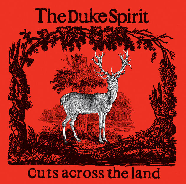 the album cover for Duke Spirit - Cuts Across The Land - Deluxe Yellow & Red Splatter Vinyl