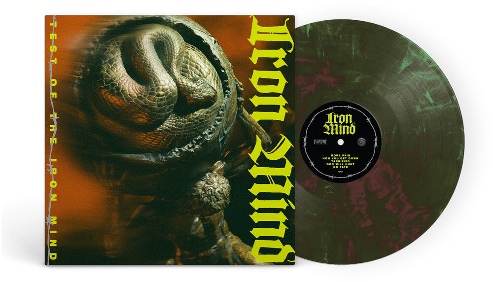 the album cover for Iron Mind - Test Of The Iron Mind [LP Seaweed Green, Mint Green &amp; Brown]