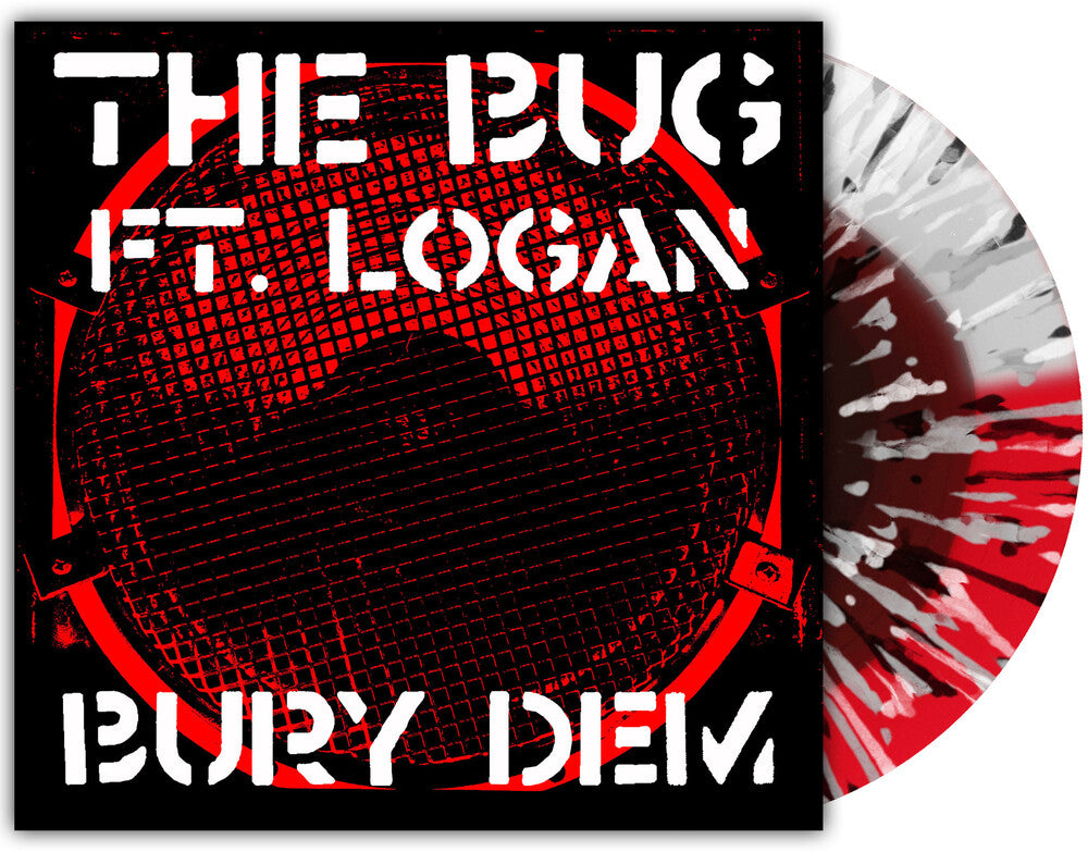 the album cover for The Bug -  Burials / Mud [LP Red White Half and Half with Splatter]