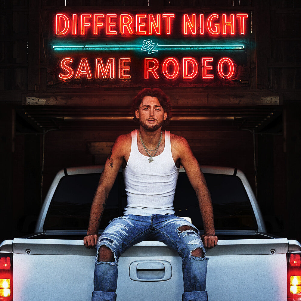 the album cover for Bailey Zimmerman - Different Night Same Rodeo  (Cola Bottle Clear Vinyl 2LP)