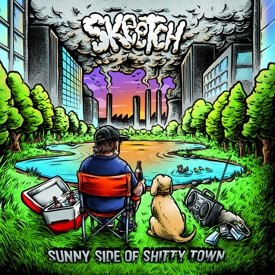 the album cover for Skeetch - Sunny Side Of Shitty Town