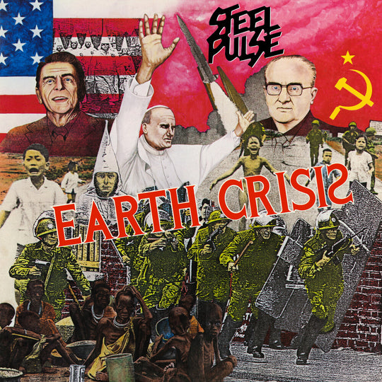 the album cover for Steel Pulse - Earth Crisis [Colored Vinyl] (Red)