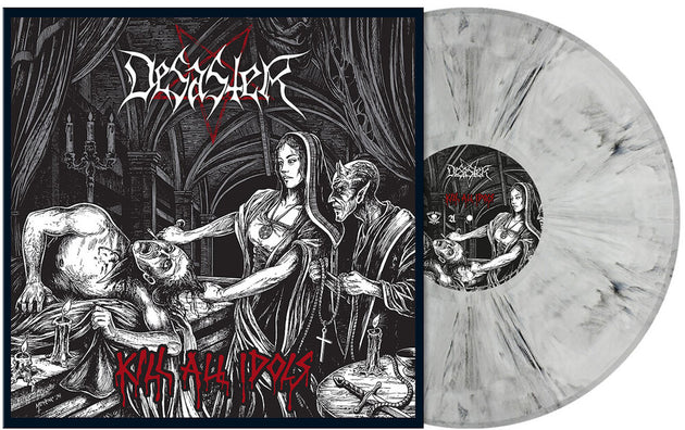 the album cover for Desaster - Kill All Idols [White with Black Smoke Colored Vinyl]