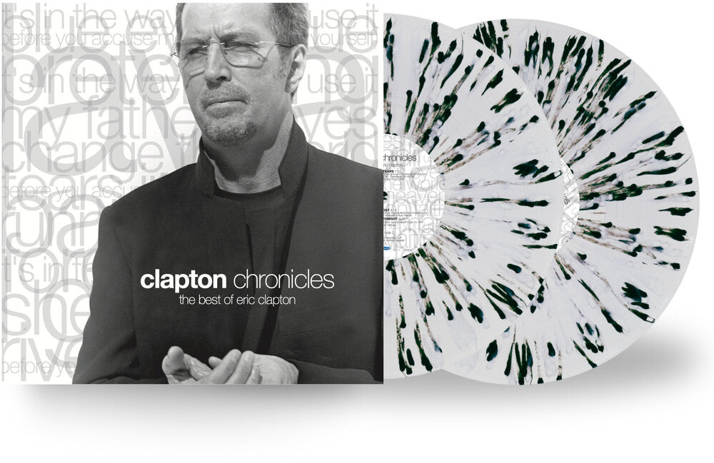 the album cover for Eric Clapton - Clapton Chronicles: The Best of Eric Clapton [Black & White Splatter 2LP]