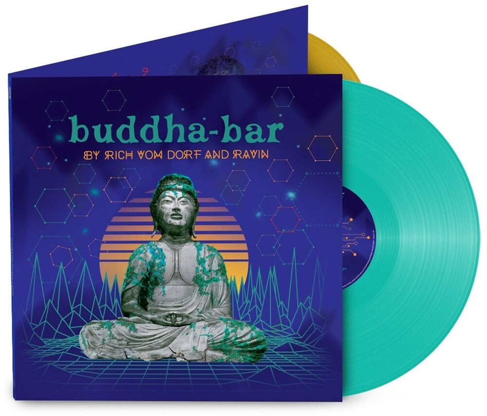 the album cover for Buddha Bar: By Rich Vom Dorf & Ravin / Various - Buddha Bar: By Rich Vom Dorf & Ravin / Various - Aqua & Gold Vinyl