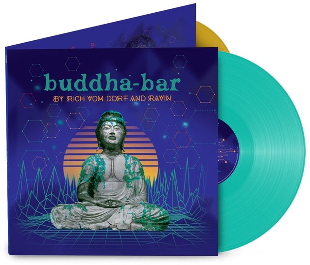 the album cover for Buddha Bar: By Rich Vom Dorf & Ravin / Various - Buddha Bar: By Rich Vom Dorf & Ravin / Various - Aqua & Gold Vinyl