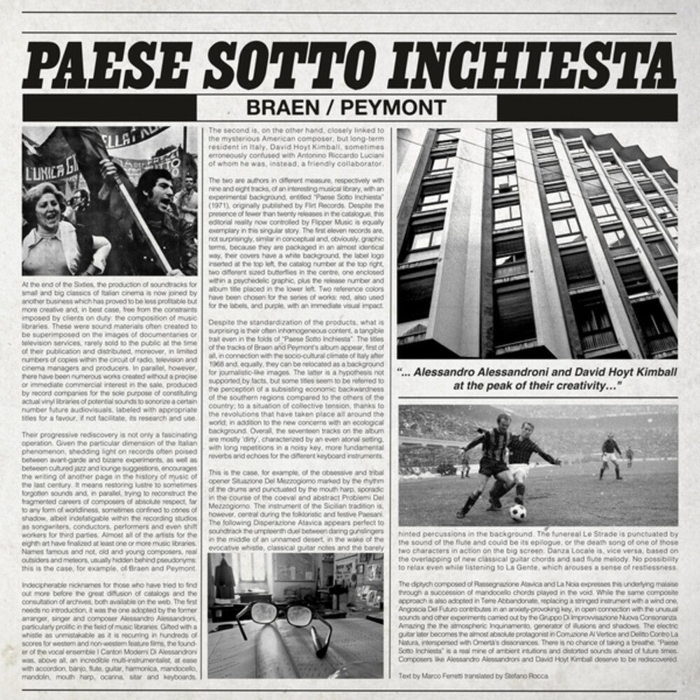 the album cover for Braen / Peymont - Paese Sotto Inchiesta