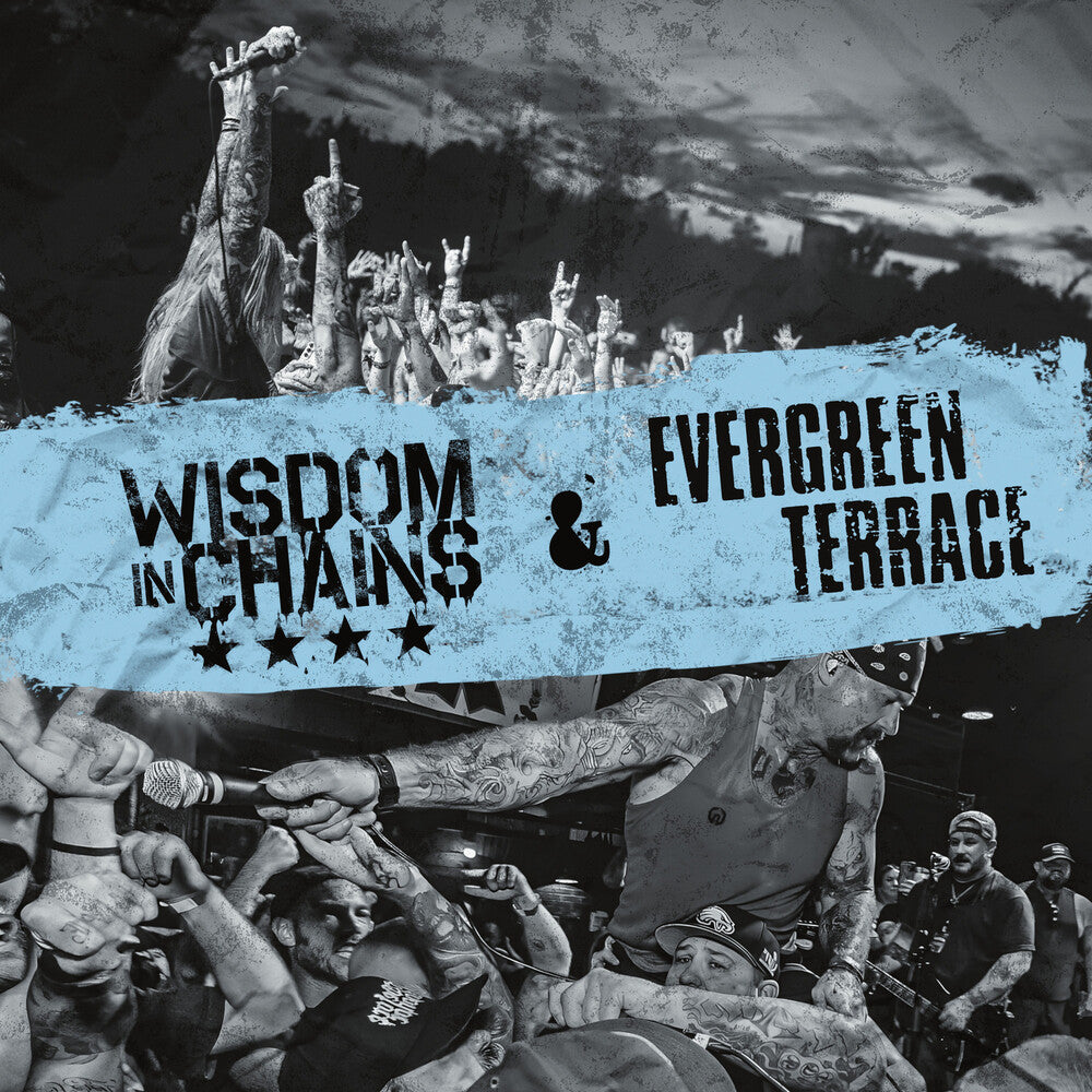 the album cover for Wisdom In Chains / Evergreen Terrace - Split - Blue (Blue) [Colored Vinyl] [Limited Edition]