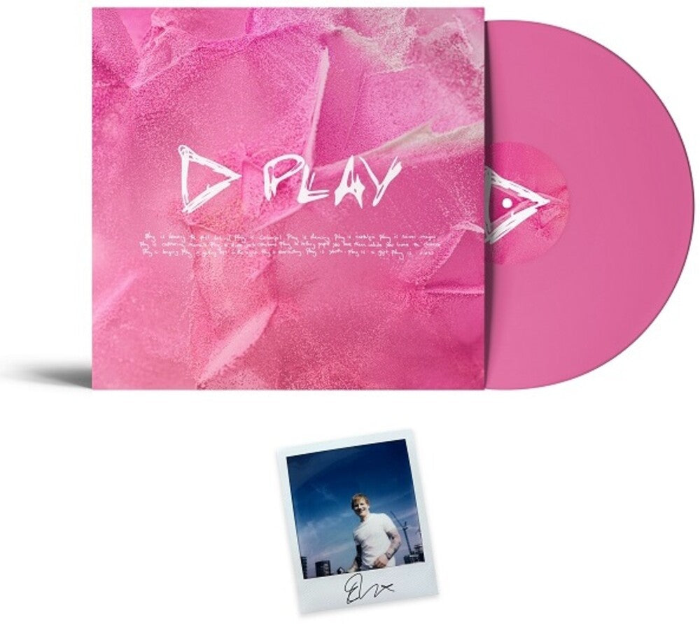 the album cover for Ed Sheeran - Play [Indie Exclusive w/ Signed Polaroid, Pink Vinyl]