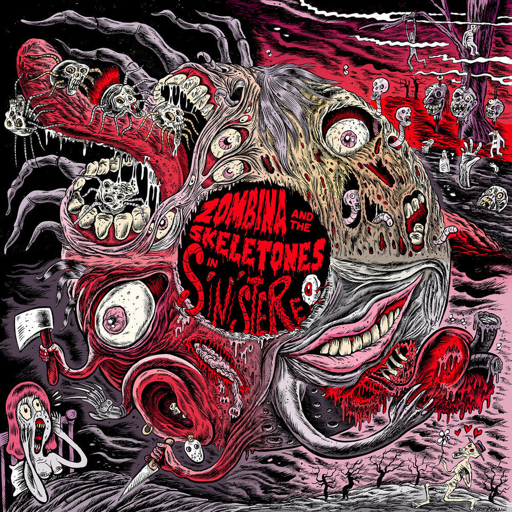 the album cover for Zombina & The Skeletones - In Sinistereo [Colored Vinyl] [Limited Edition] (Red) [With Booklet]