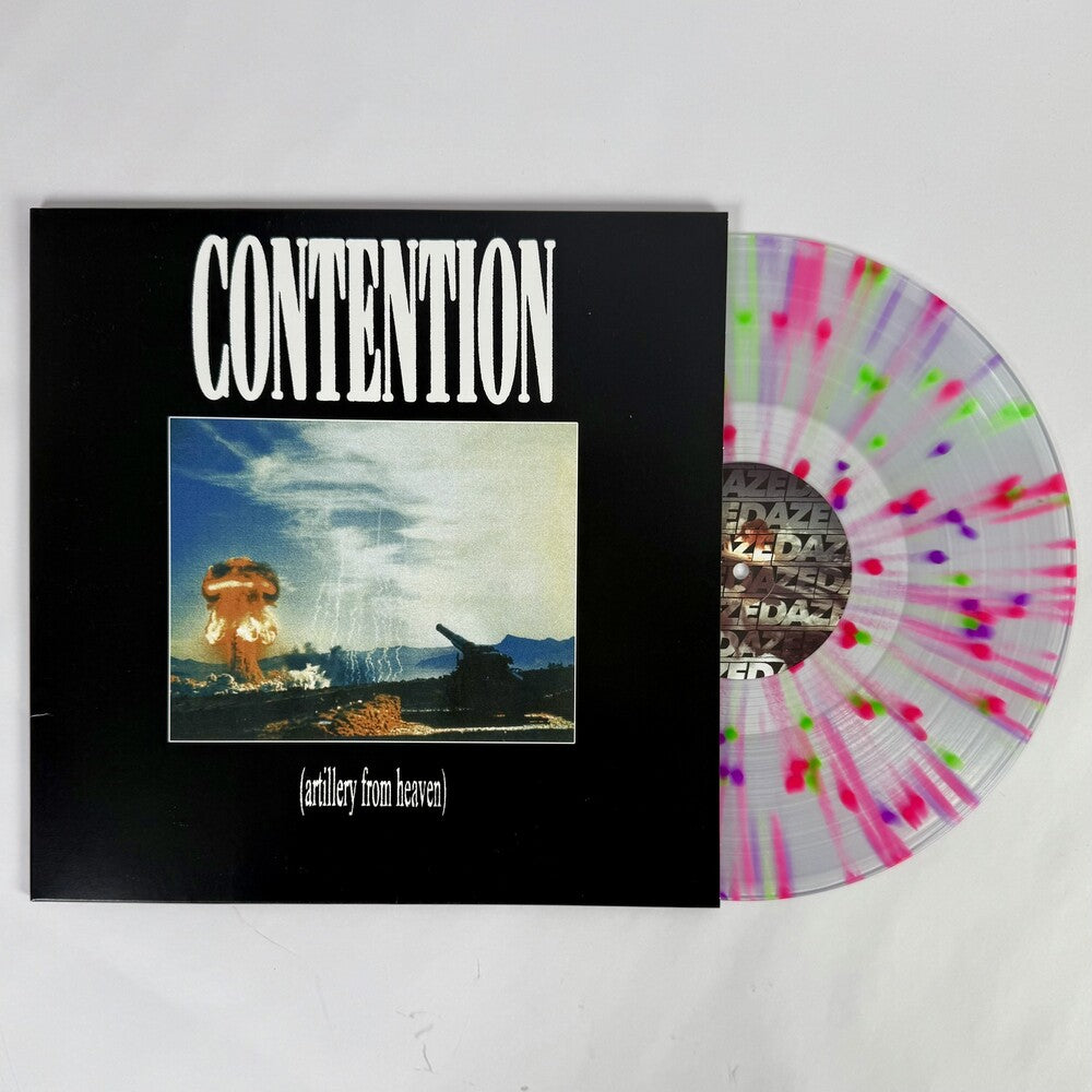 the album cover for Contention - Artillery From Heaven - Neon Splatter [Colored Vinyl]